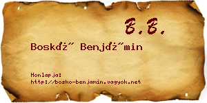 Boskó Benjámin névjegykártya